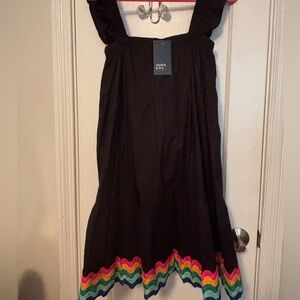 Crown & Ivy Black Dress with Rainbow Trim